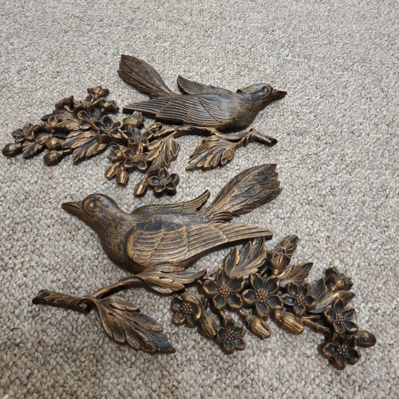 Vintage Dart Coppercraft Guild Bird and Floral Wall Hanging Decor EUC Set Of Two - Picture 1 of 11